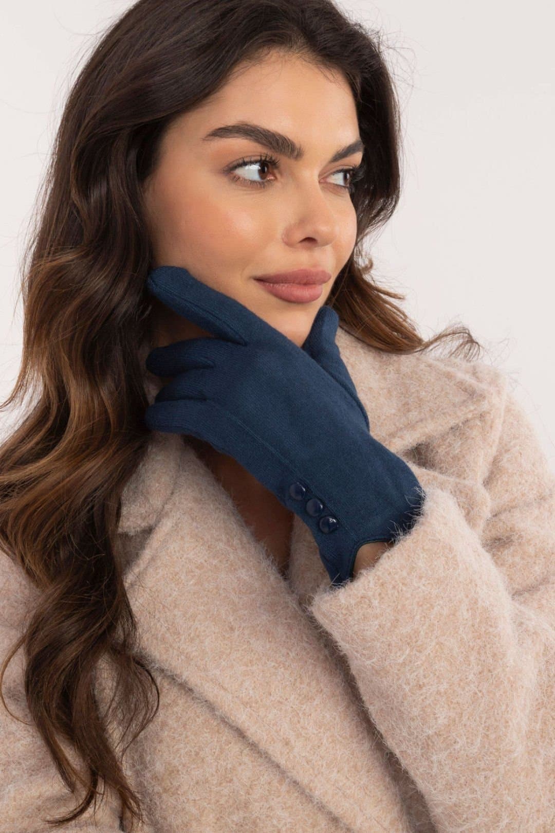 Love Lace Love Lace Women's Elegant Warm Touchscreen Gloves with Button Cuffs & Flower in Blue