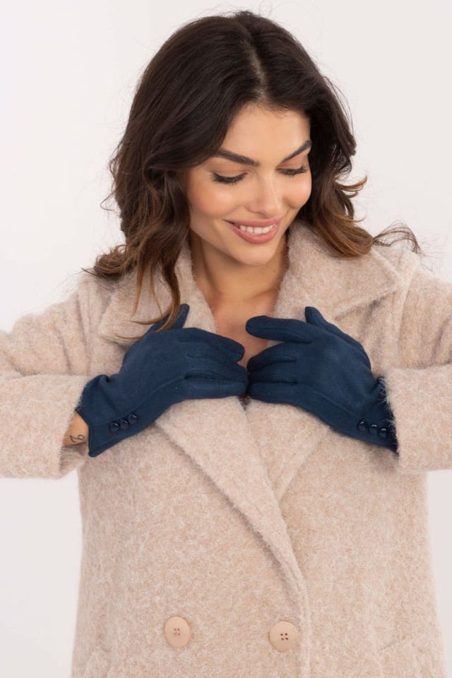 Love Lace Love Lace Women's Elegant Warm Touchscreen Gloves with Button Cuffs & Flower in Blue - 2