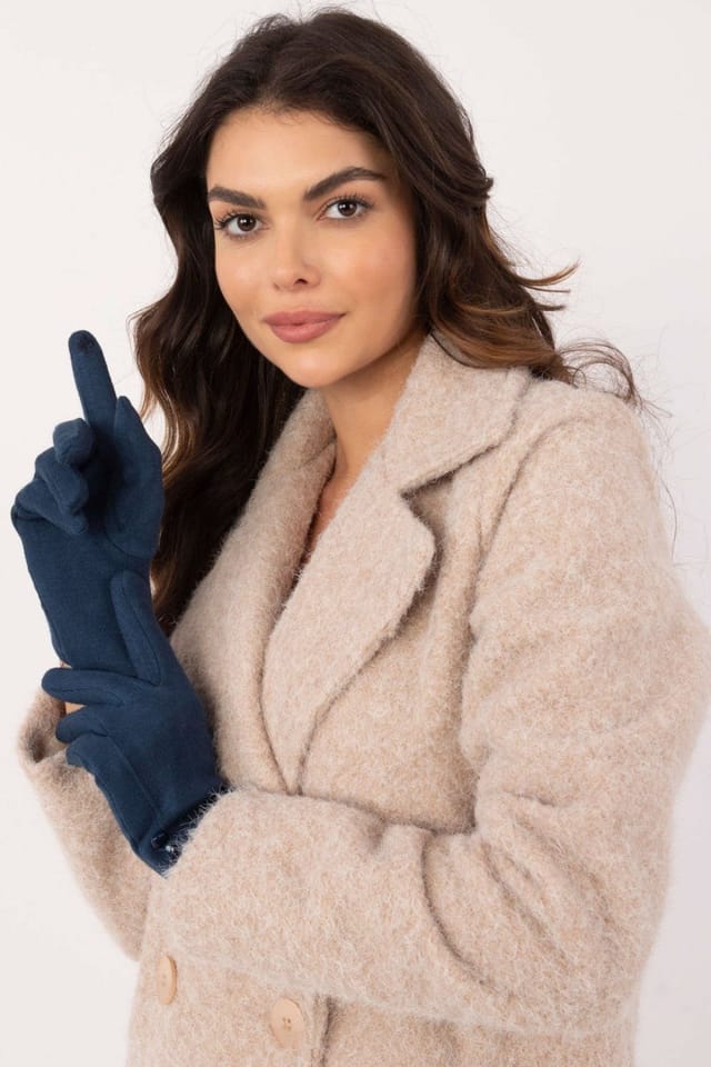 Love Lace Love Lace Women's Elegant Warm Touchscreen Gloves with Button Cuffs & Flower in Blue - 3