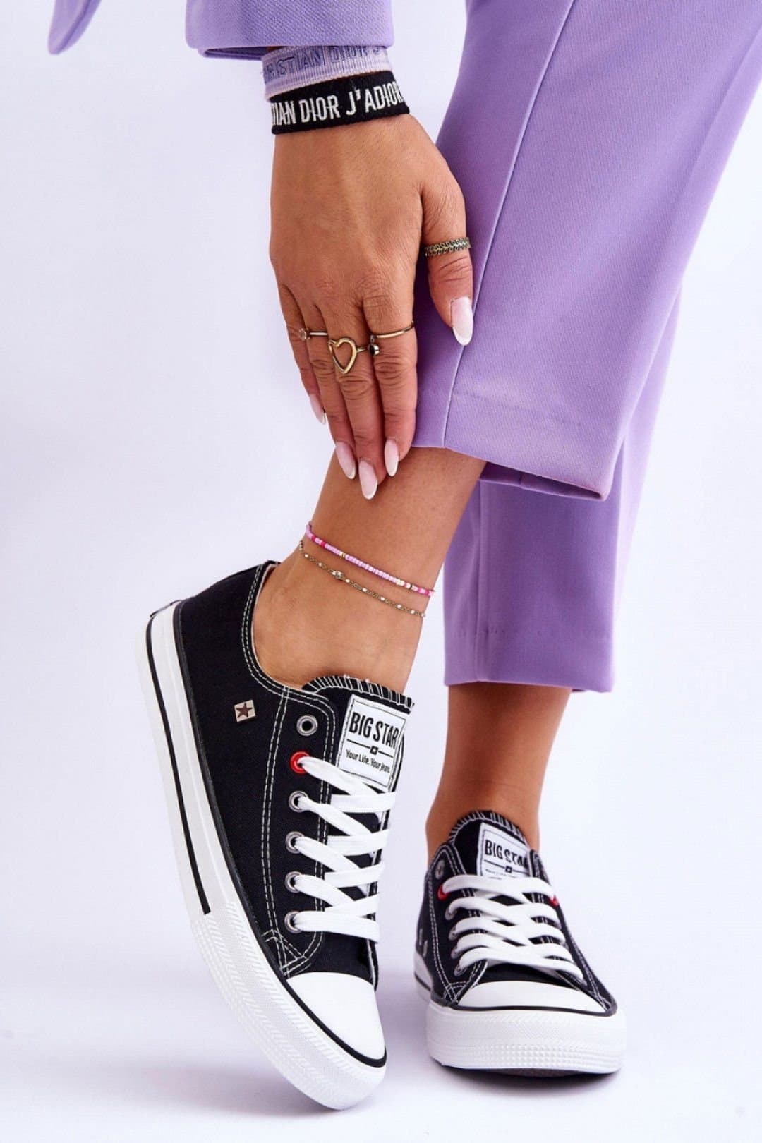 Love Lace Love Lace Women's Low Classic Lace Up Sneakers Old School Comfort Non Slip Sole in Black