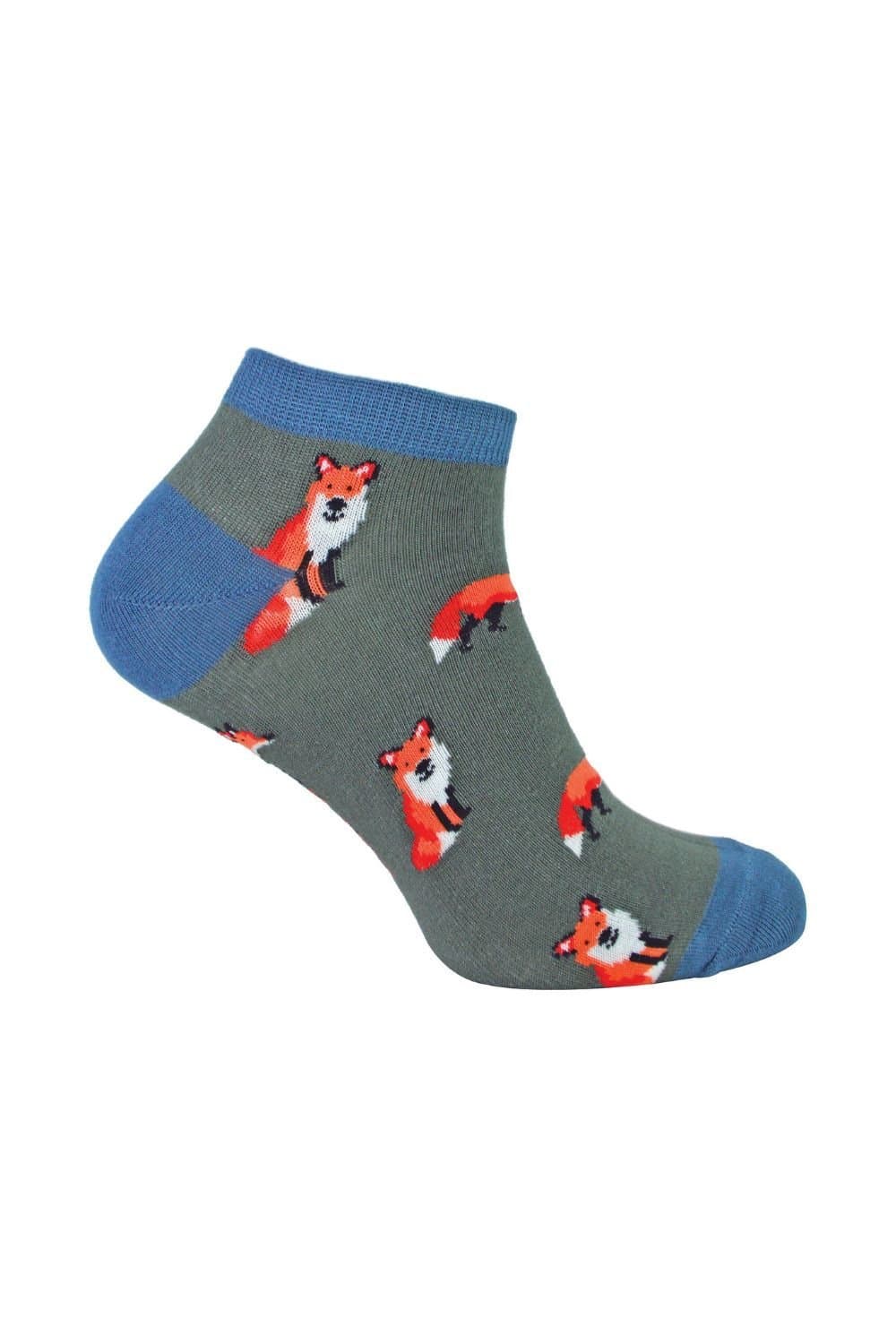 Mr Heron Mr Heron Men's 1 Pack Animal Themed Bamboo Trainer Socks in Charcoal