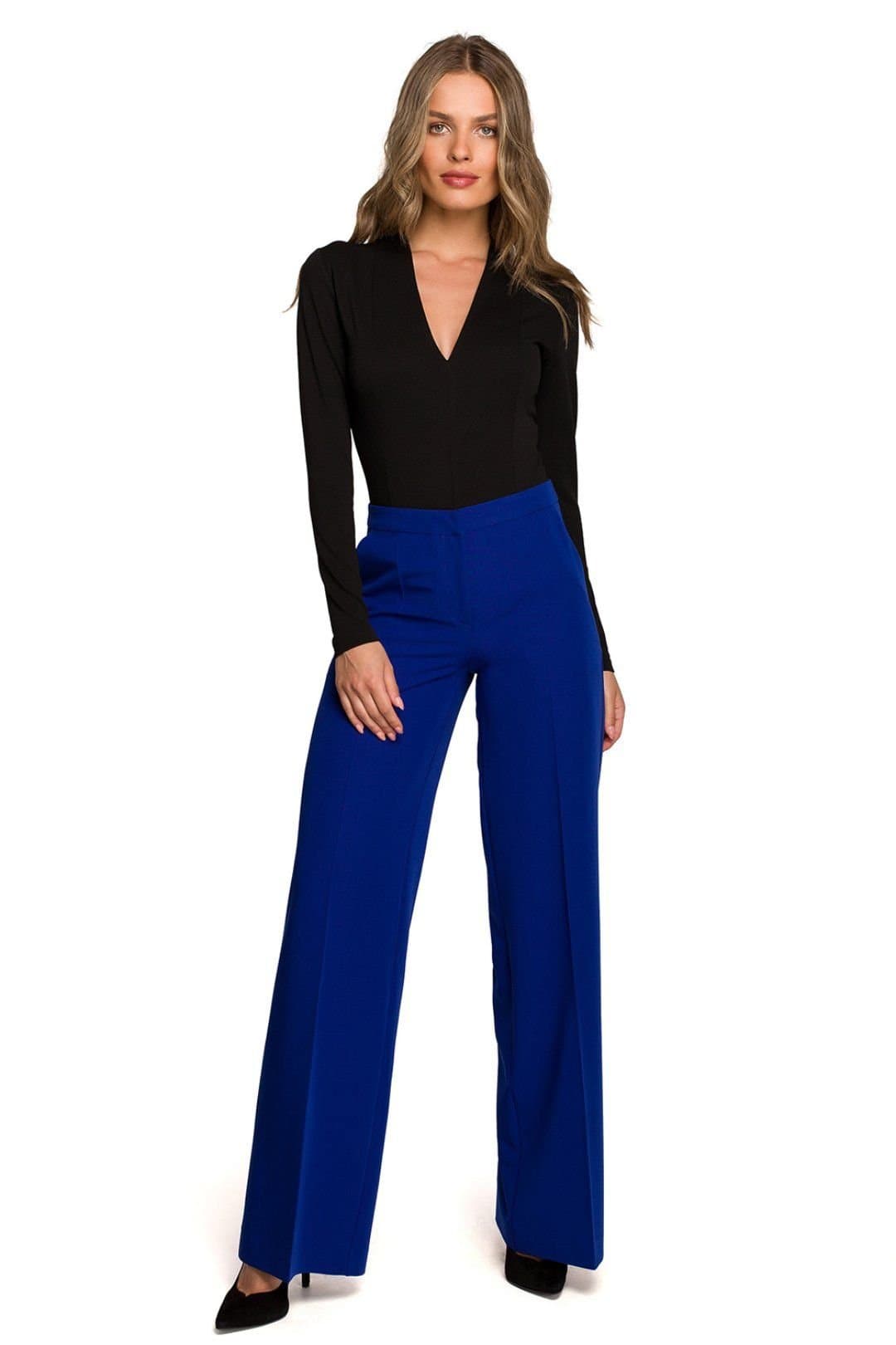 Love Lace Love Lace Blue Wide Cropped Trousers With Zip