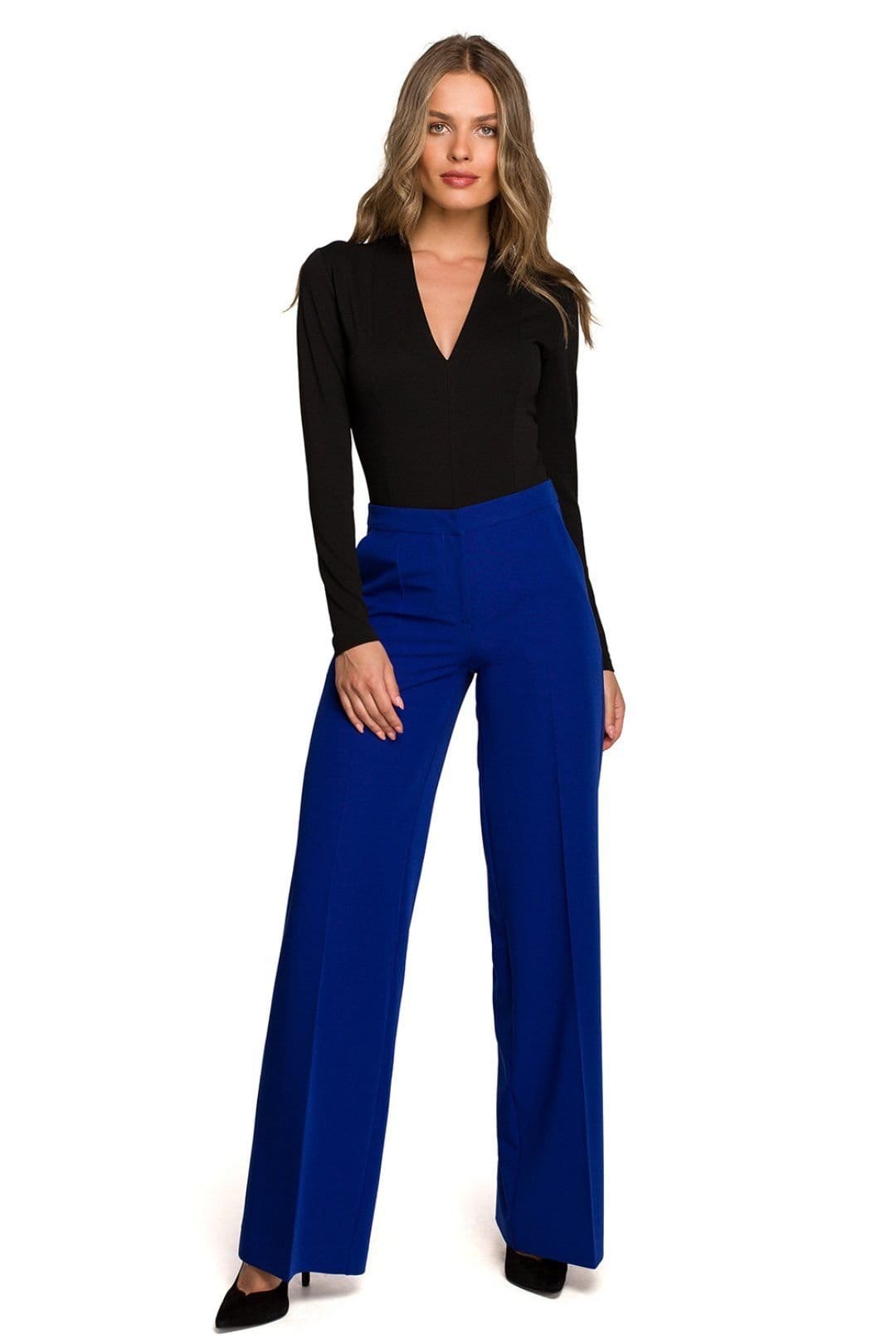 Love Lace Blue Wide Cropped Trousers With Zip