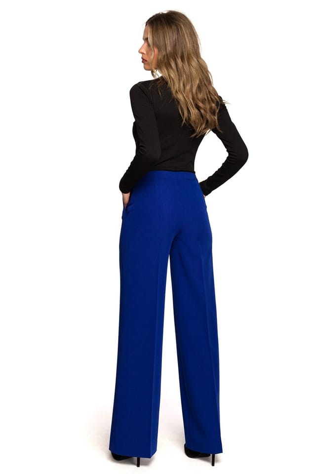 Love Lace Love Lace Women's Low Rise Wide Cropped Trousers With Zip in Blue - 2