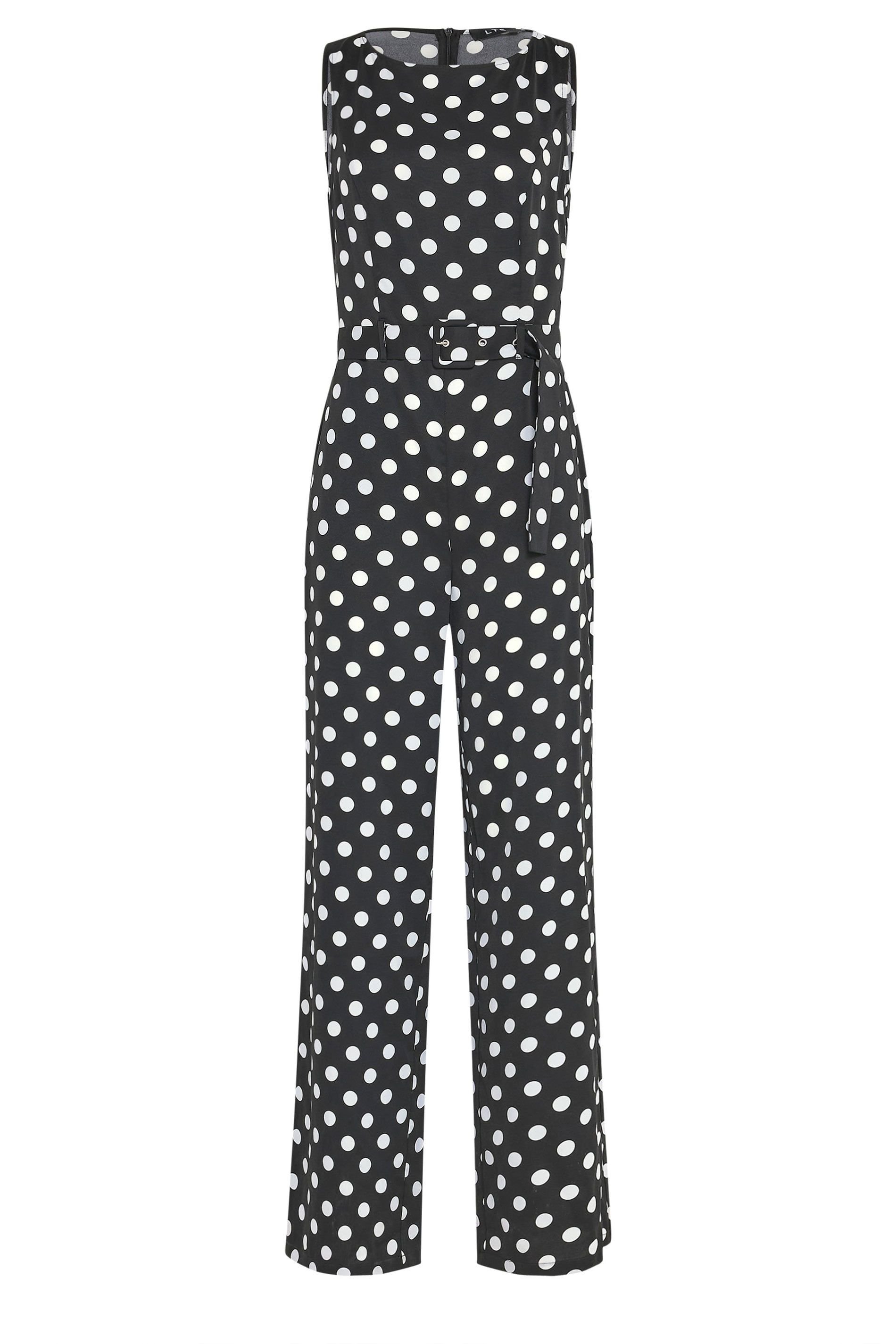 Long Tall Sally Long Tall Sally Women's Tall Polka Dot Wide Leg Jumpsuit in Black - 2