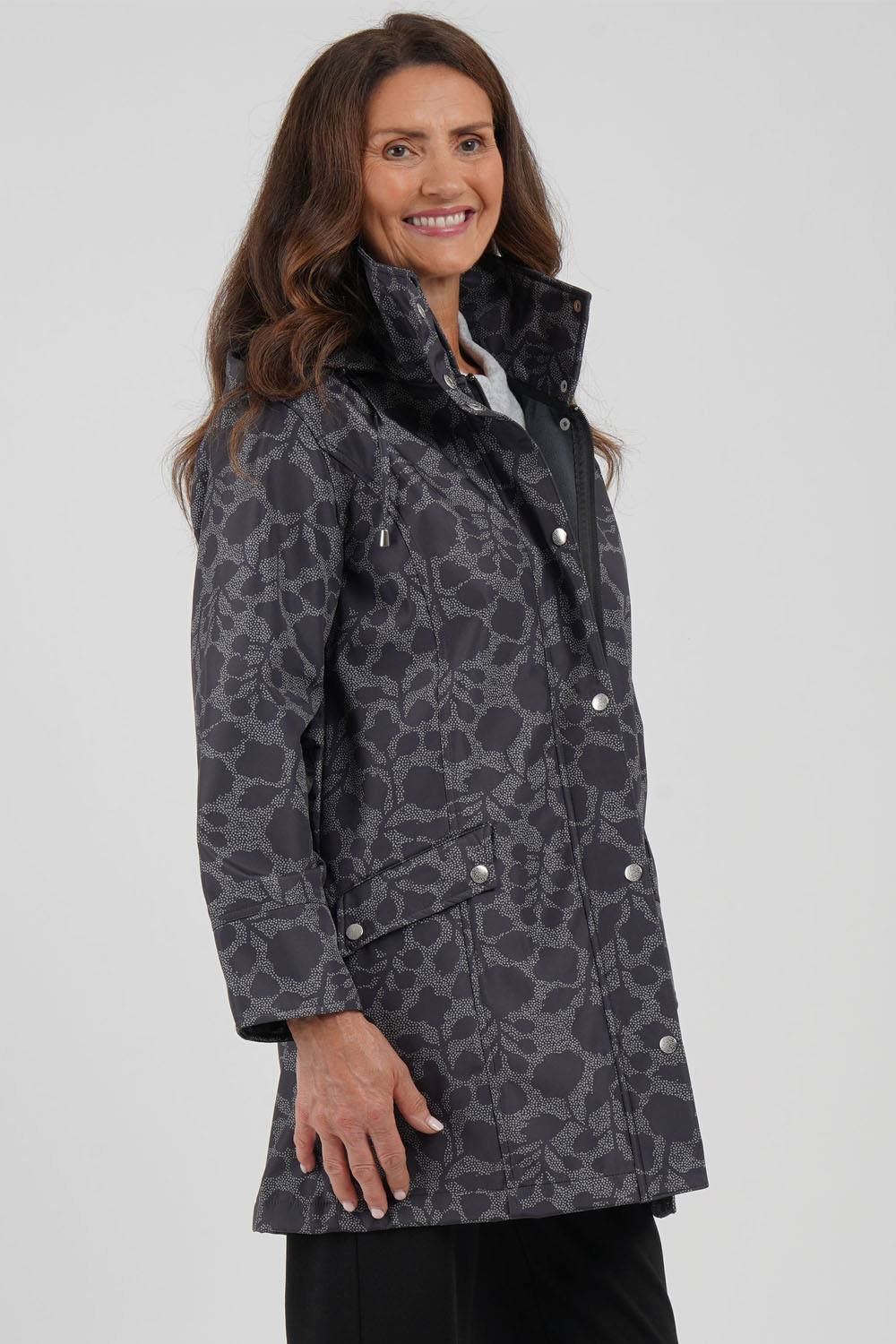 Tigi Tigi Women's Floral Print Coat in Grey - 2