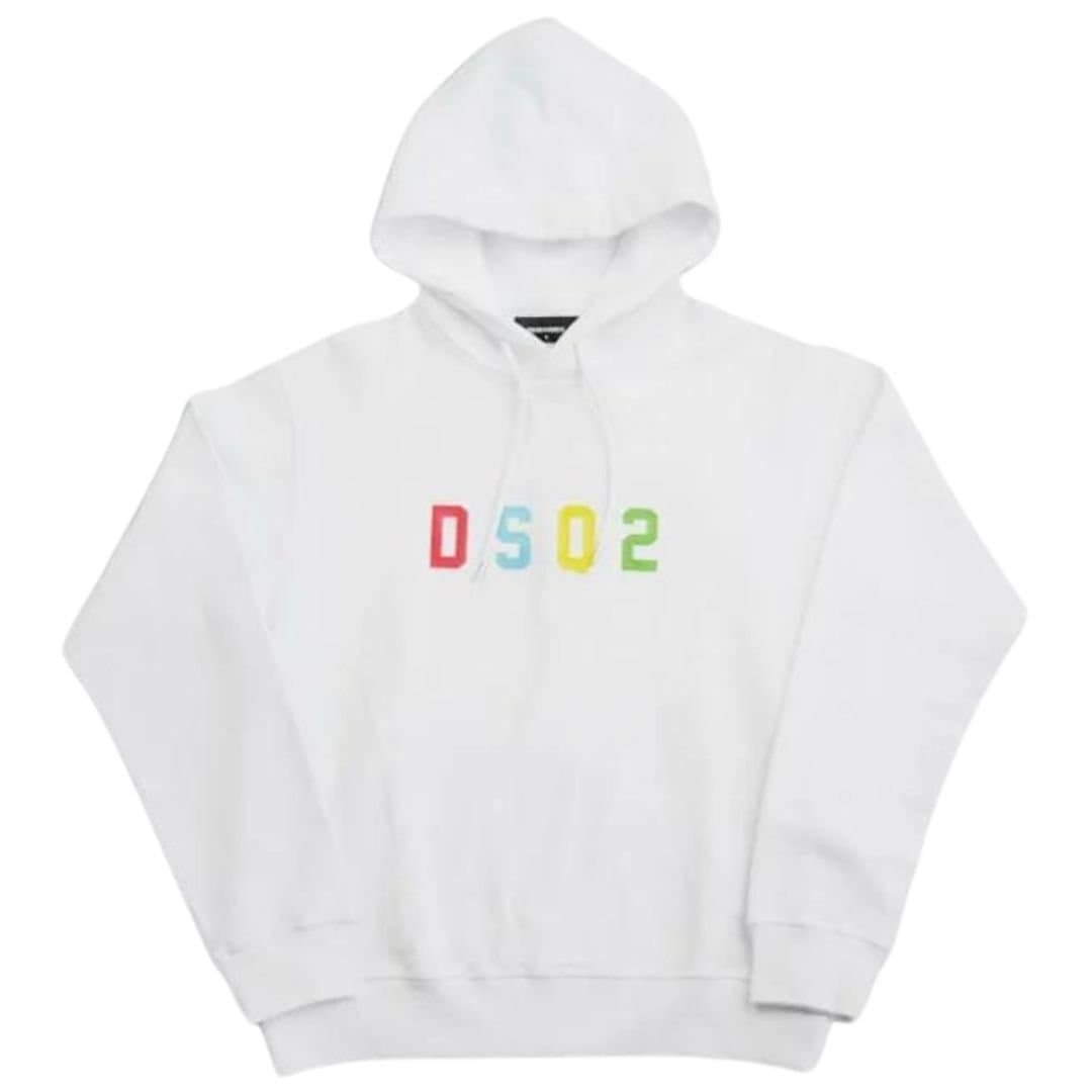 Dsquared2 Dsquared2 White Cotton Hoodie with Multicoloured Logo