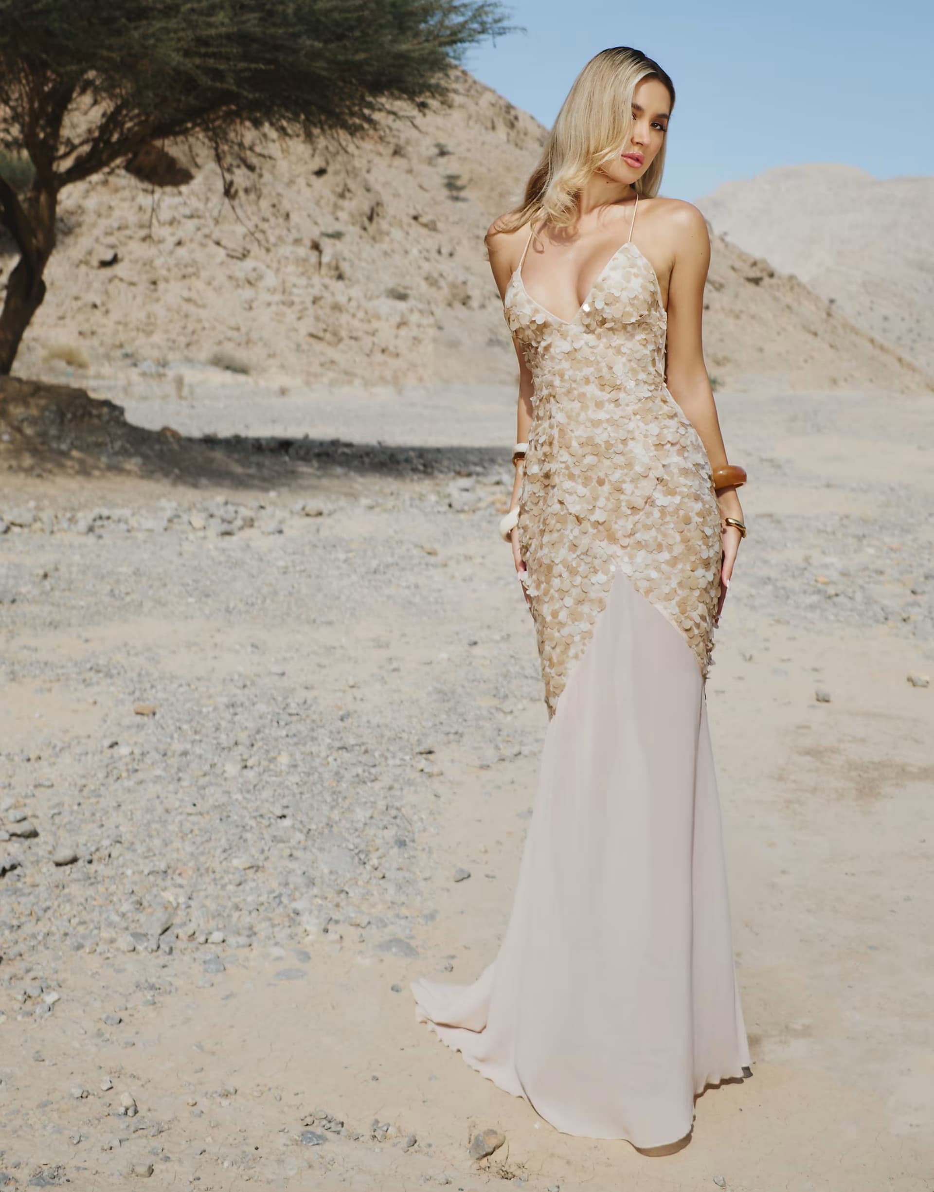 ASOS Missyempire Sequin maxi dress in taupe
