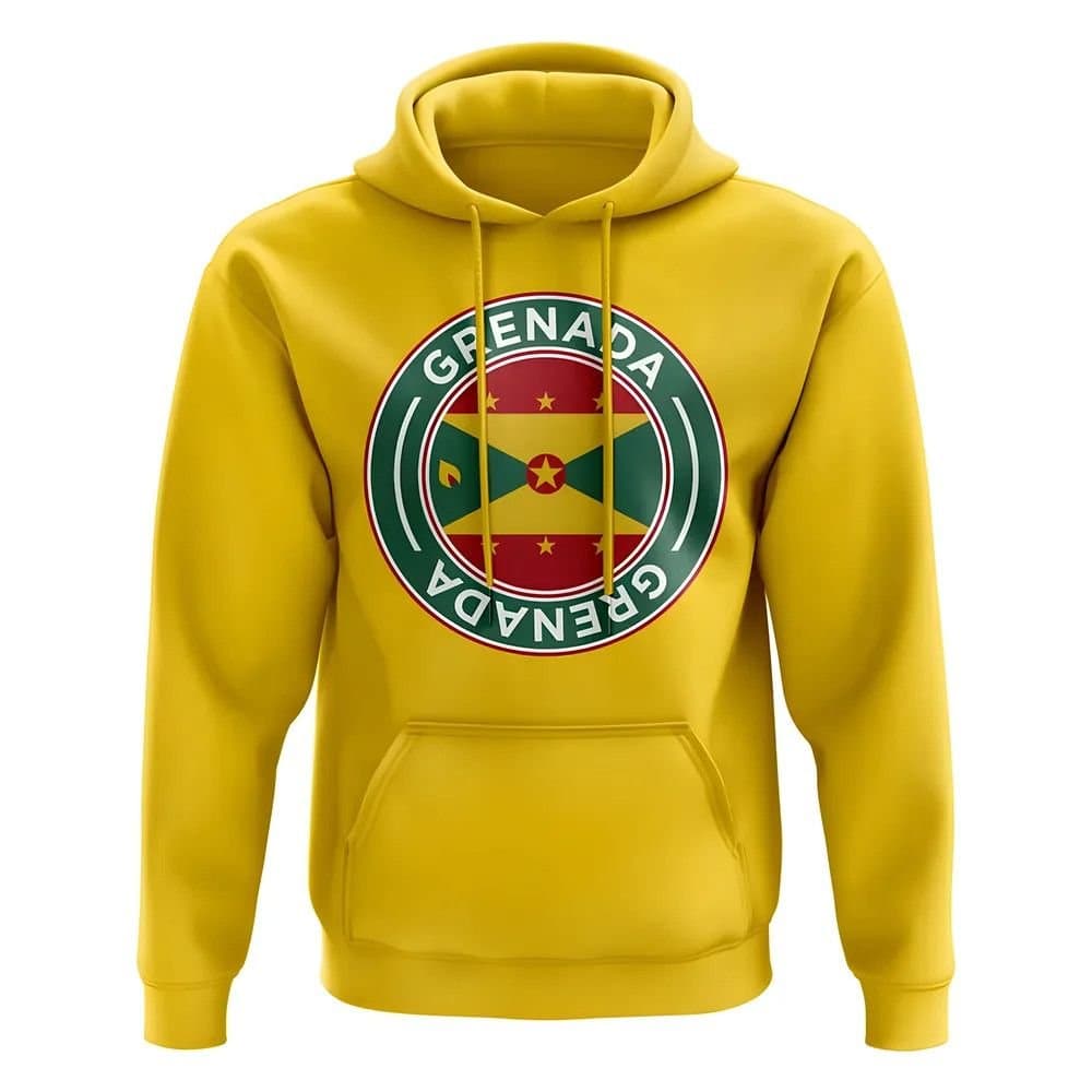 Grenada Grenada Men's Personalised Football Badge Hoodie in Yellow