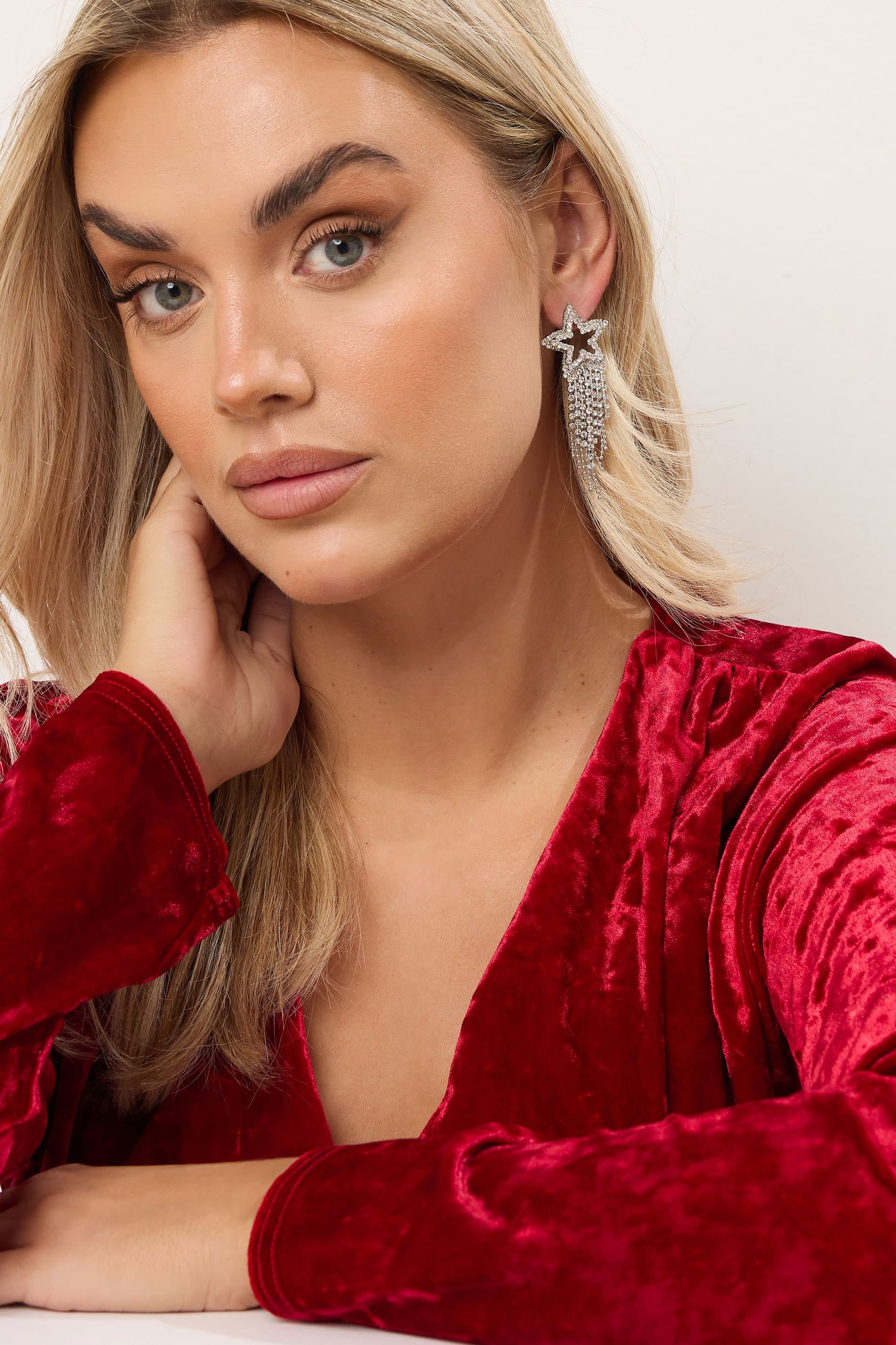 Yours Silver Tone Star Diamante Tassel Earrings