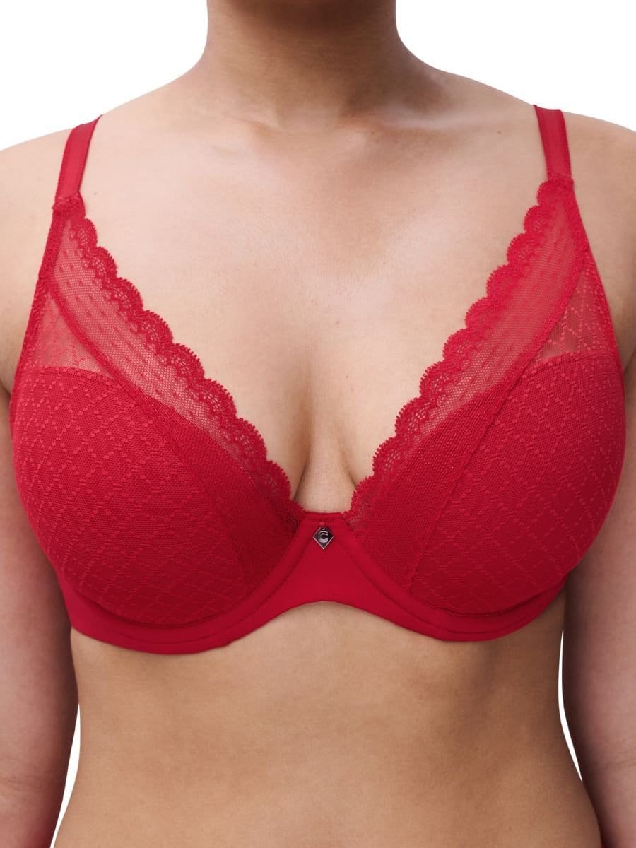 Chantelle Chantelle Women's Norah Chic Plunge T-Shirt Bra in Red - 4