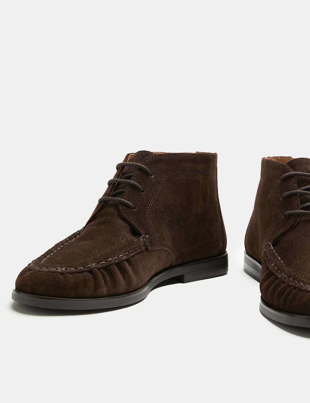 Marks & Spencer M&S Suede Ruched Lace Up Boots Chocolate