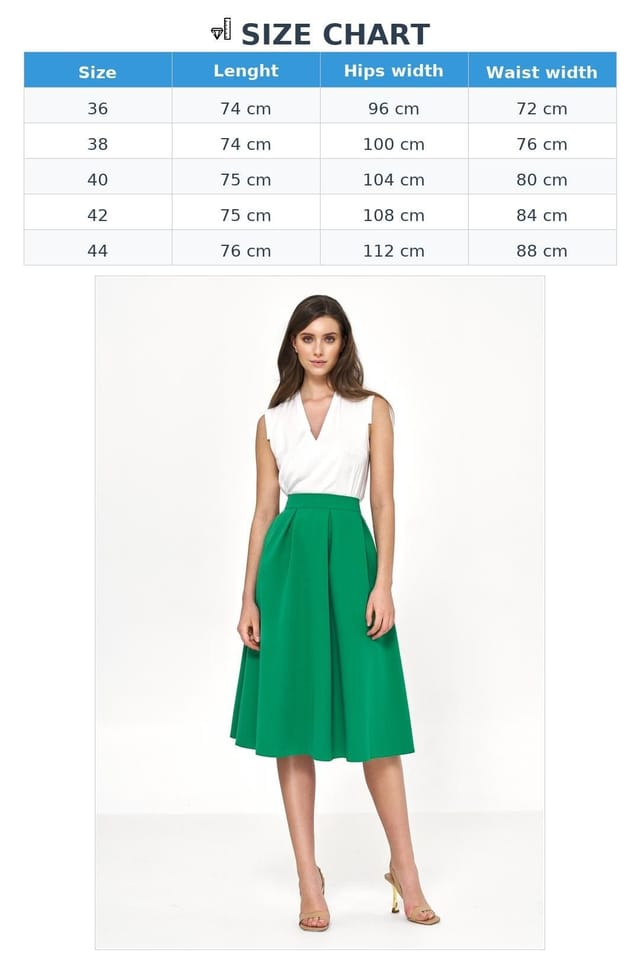 Love Lace Love Lace Women's Flared Midi Viscose Soft Office Skirt in Green - 3