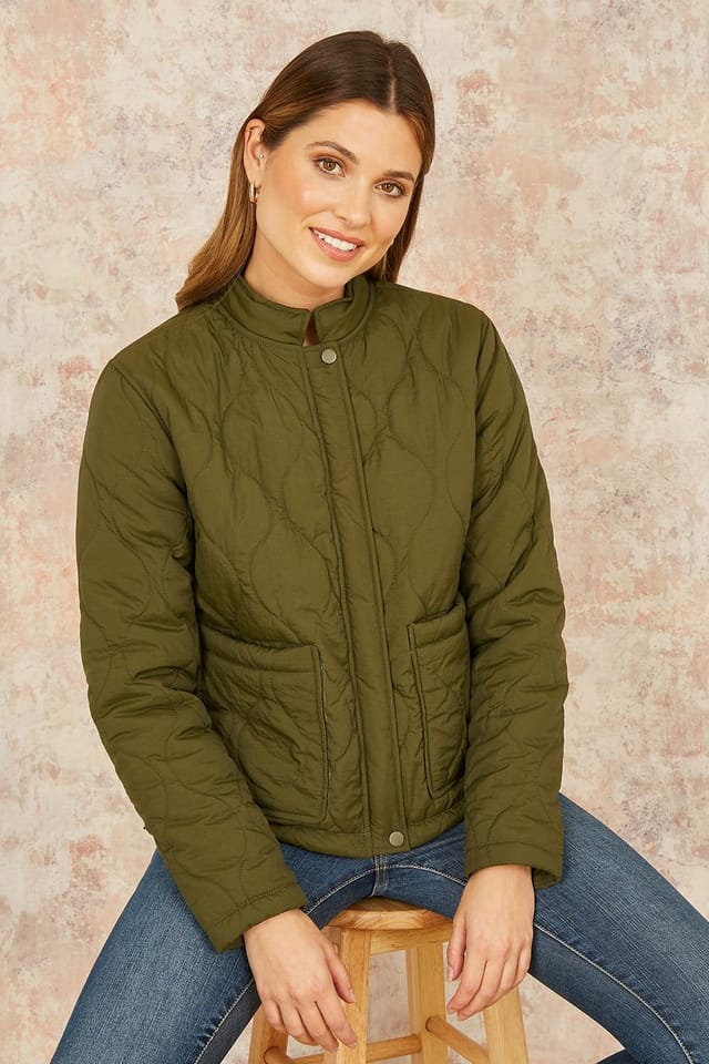 Yumi Yumi Women's Green Short Quilted Jacket - 2