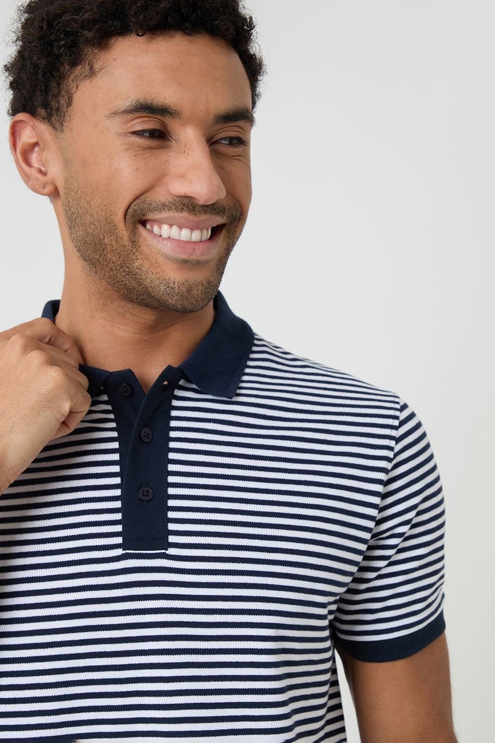 Threadbare threadbare Men's Stripe Cotton Pique Polo Shirt in Navy - 4