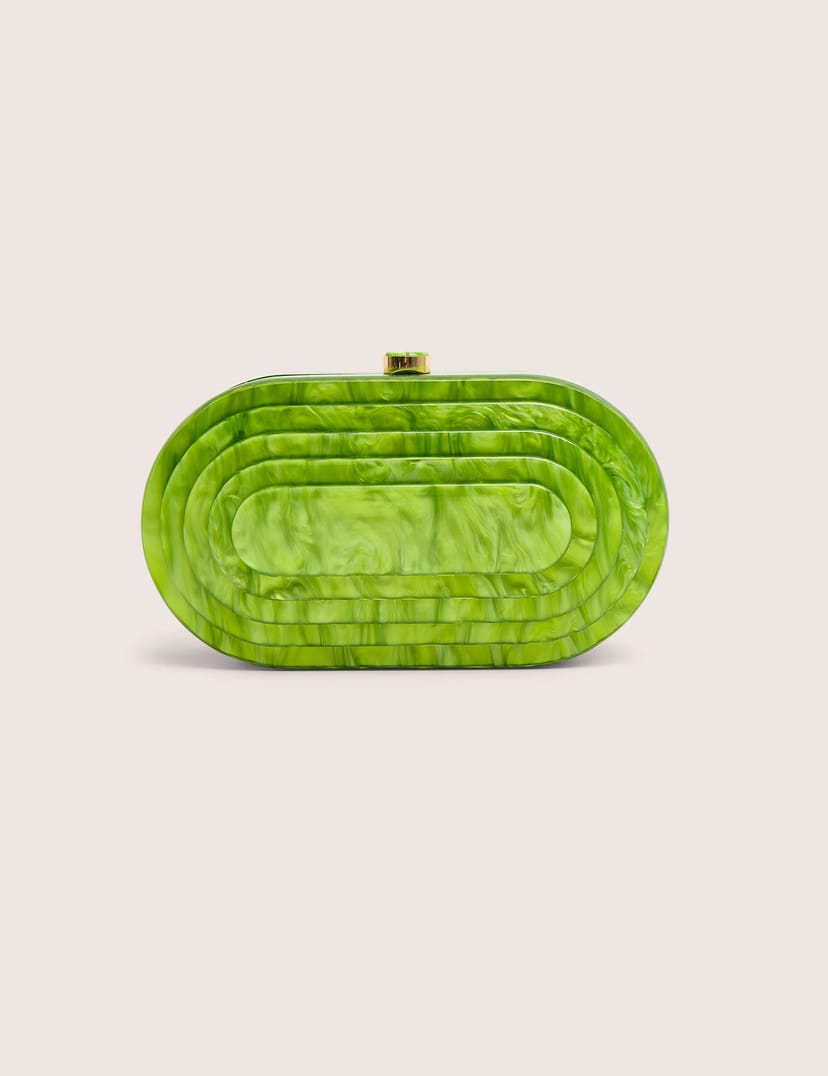 Public Desire The Cleo Marble Resin Oval Clutch Bag in Green - 1