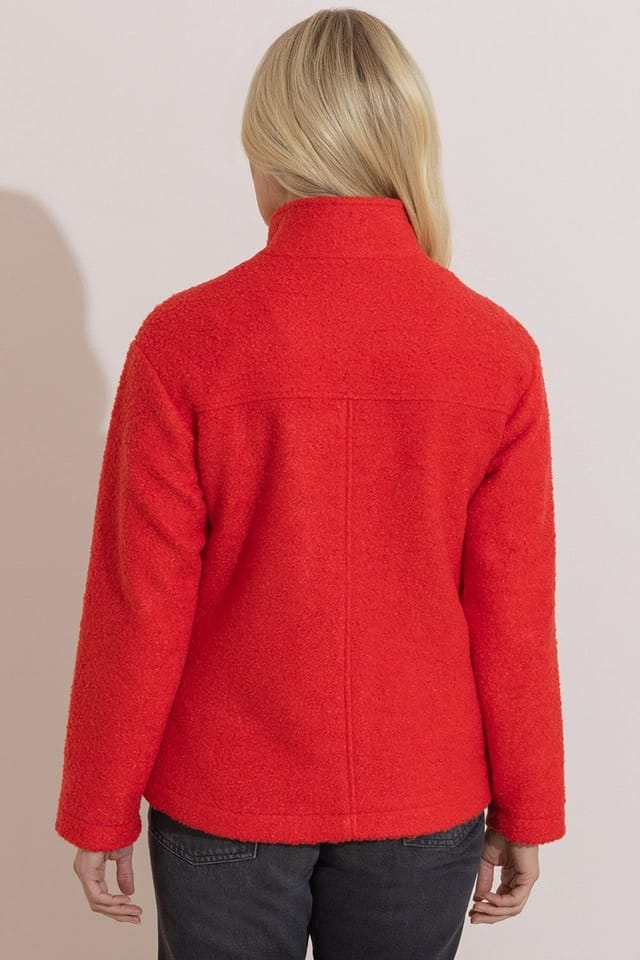 Anna Rose Anna Rose Women's Button Up Boucle Jacket in Red - 3