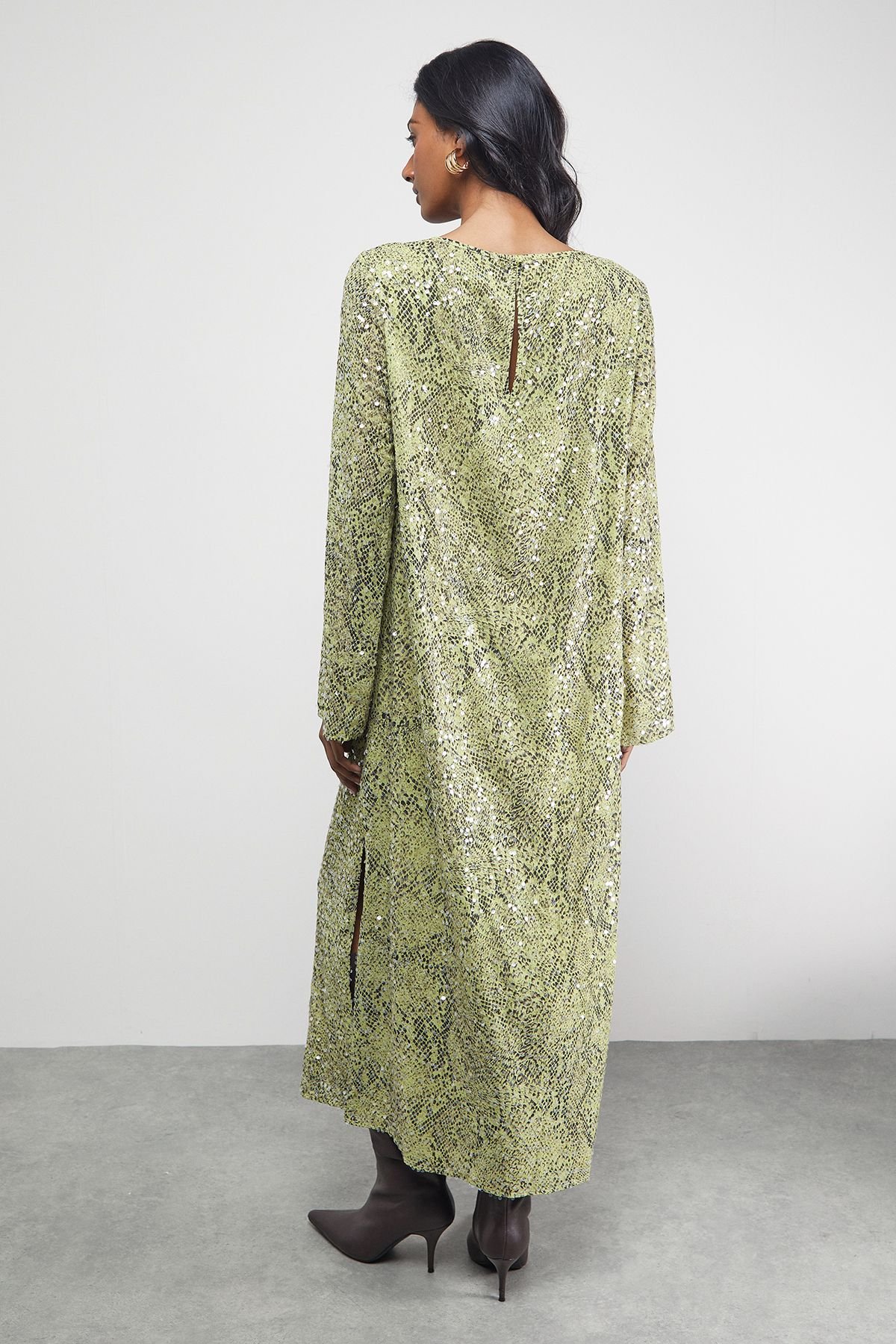 Warehouse Warehouse Women's Sequin Column Midi Dress in Snake - 3
