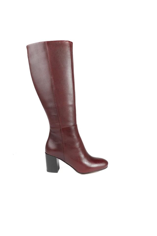 Jones Bootmaker Jones Bootmaker Women's Neptune Extra-Small Calf Fit Long Leather Boots in Burgundy - 2