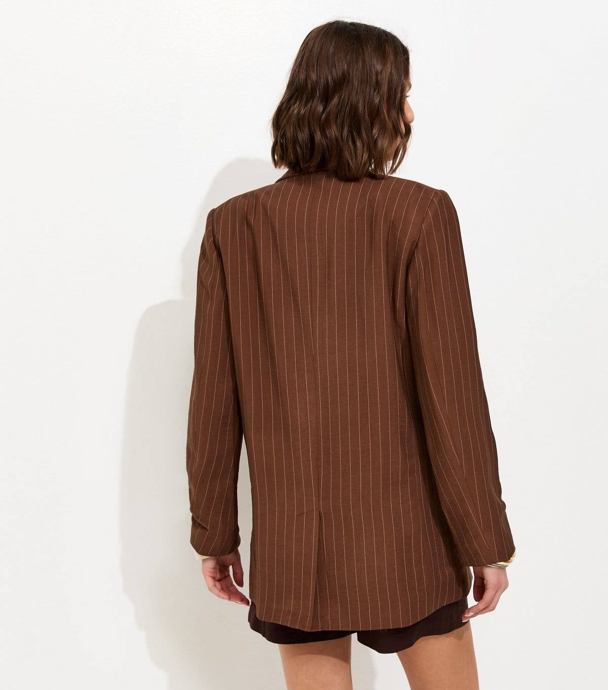 New Look Women's Brown Pinstripe Double Breasted Blazer New Look - 4