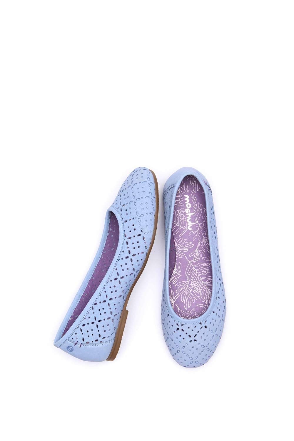 Moshulu Moshulu Women's 'Senara' Punched Pattern Ballerina Pumps in Light Blue - 2
