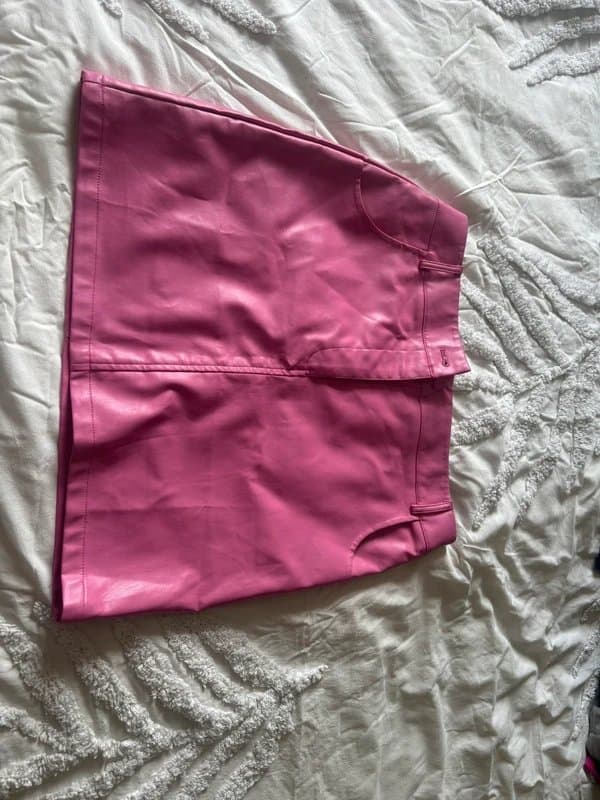 ASOS The Frolic pink faux leather mini skirt