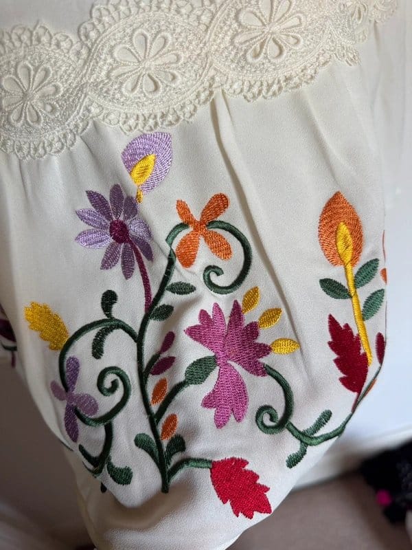ASOS Cream Embroidered Midi Dress Size 10