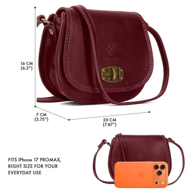 Woodland Leathers Woodland Leathers Women's Women's Italian Leather Crossbody Bag in Burgundy - 3