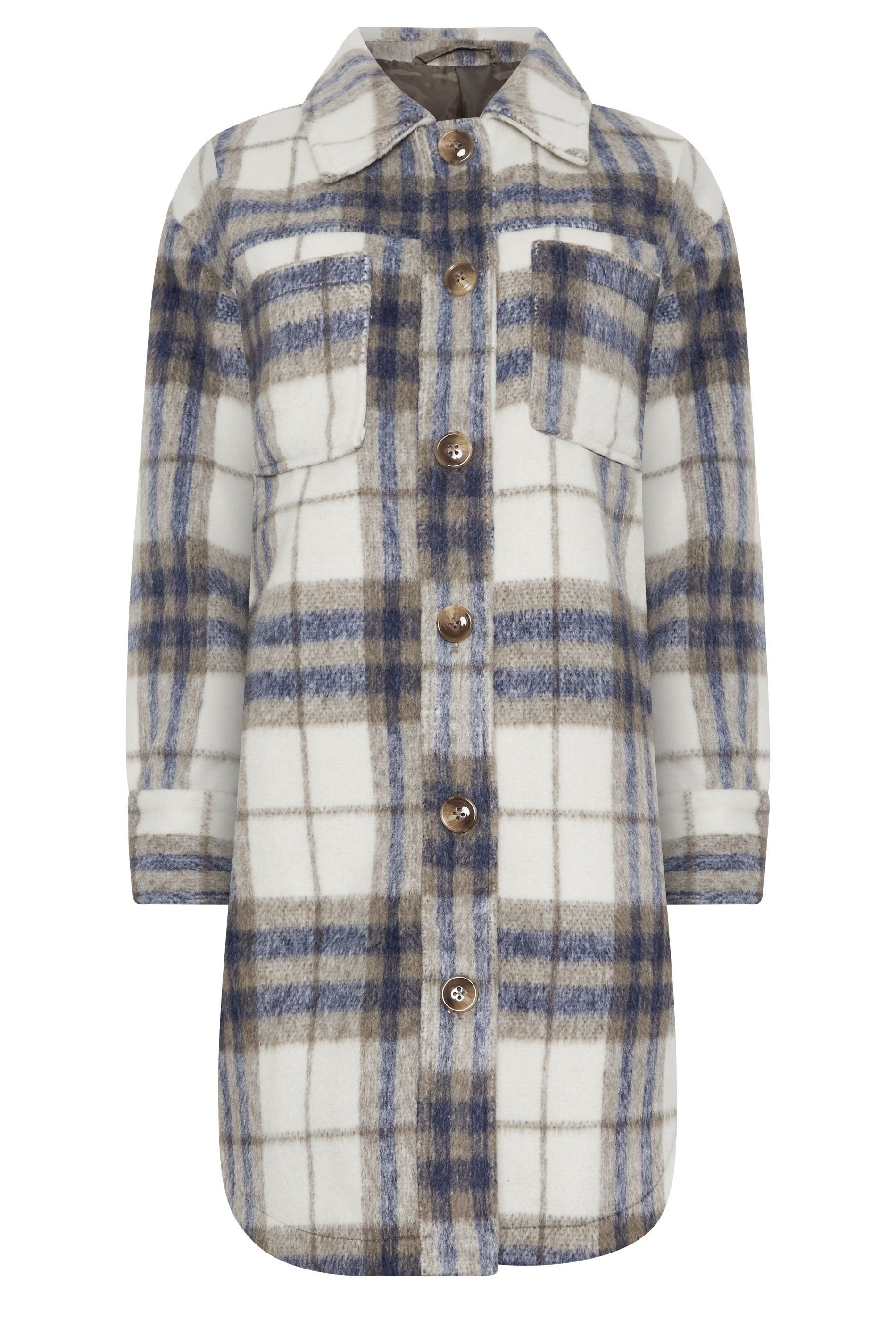 PixieGirl PixieGirl Women's Petite Longline Printed Shacket in Blue - 2