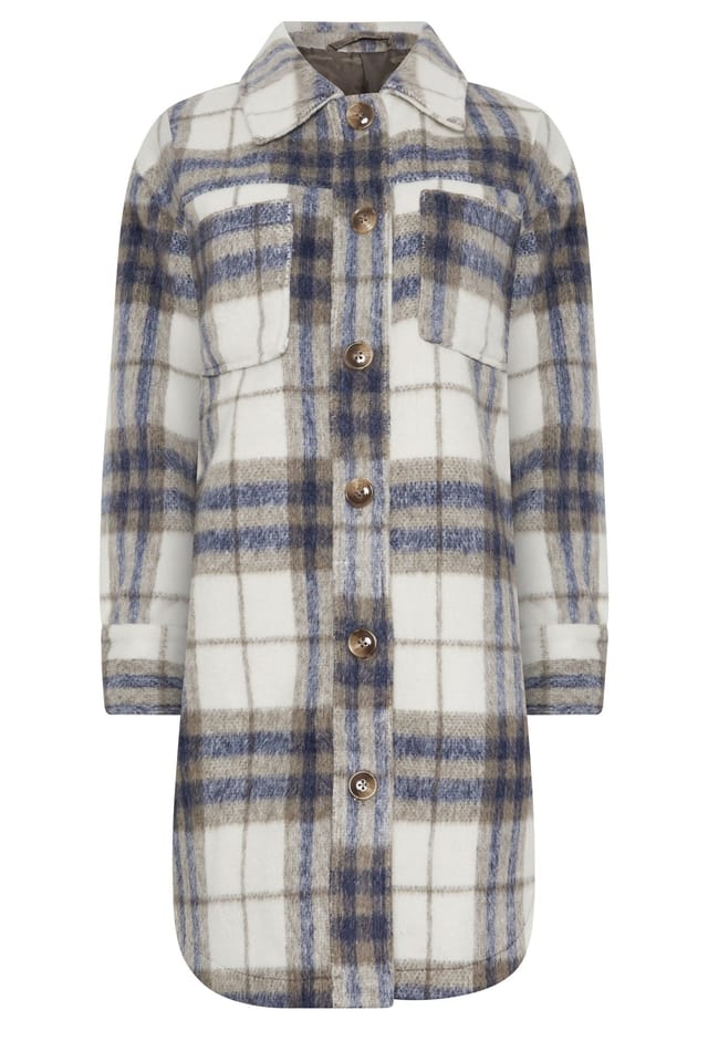 PixieGirl PixieGirl Women's Petite Longline Printed Shacket in Blue - 2
