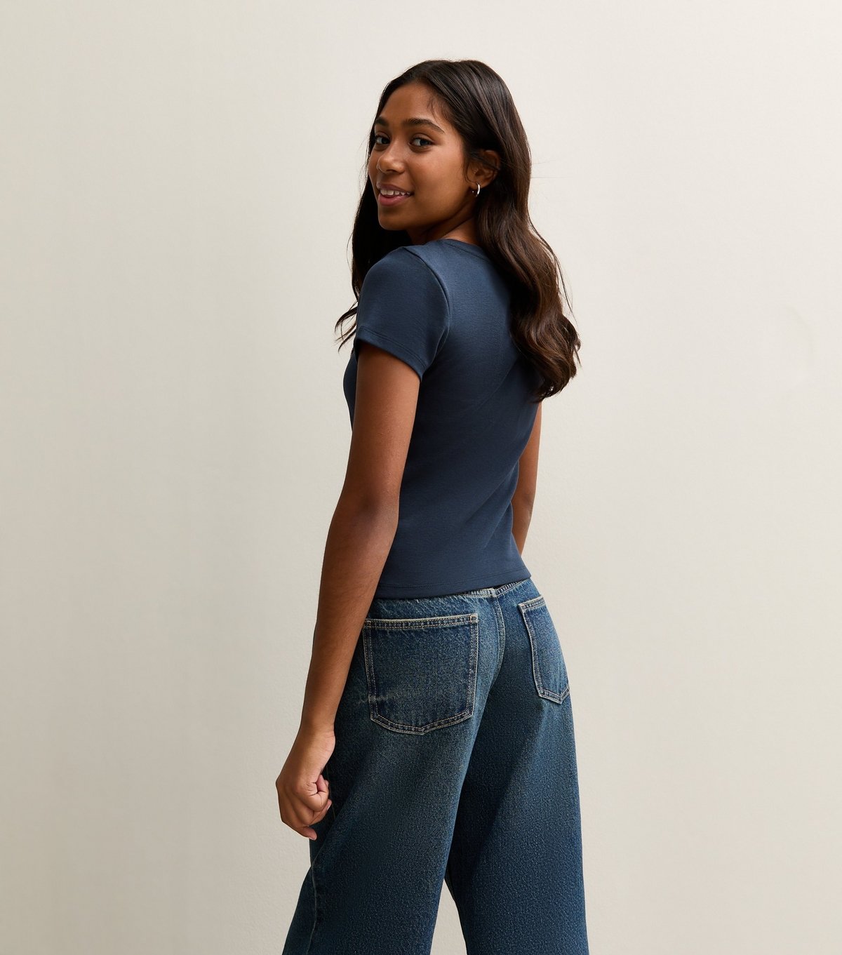 New Look Girls' Navy Cotton Bow Applique T-Shirt New Look - 4