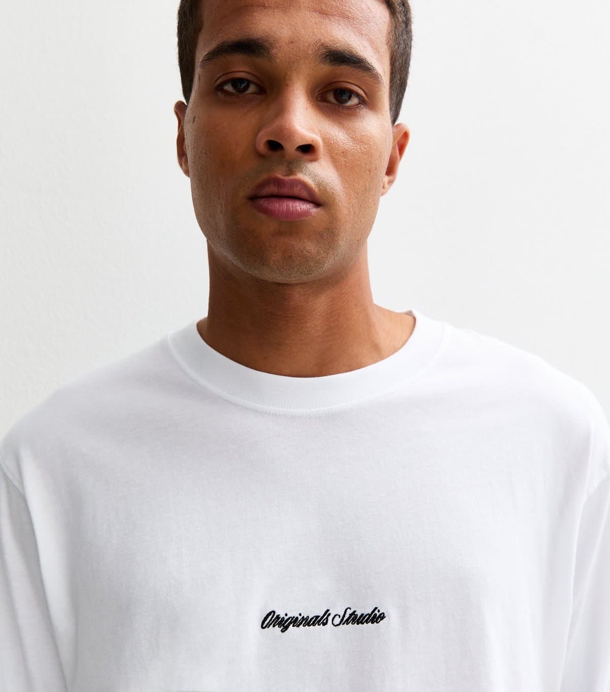 jack & jones Men's White Regular Logo Long Sleeve Crew Neck Top Jack & Jones New Look