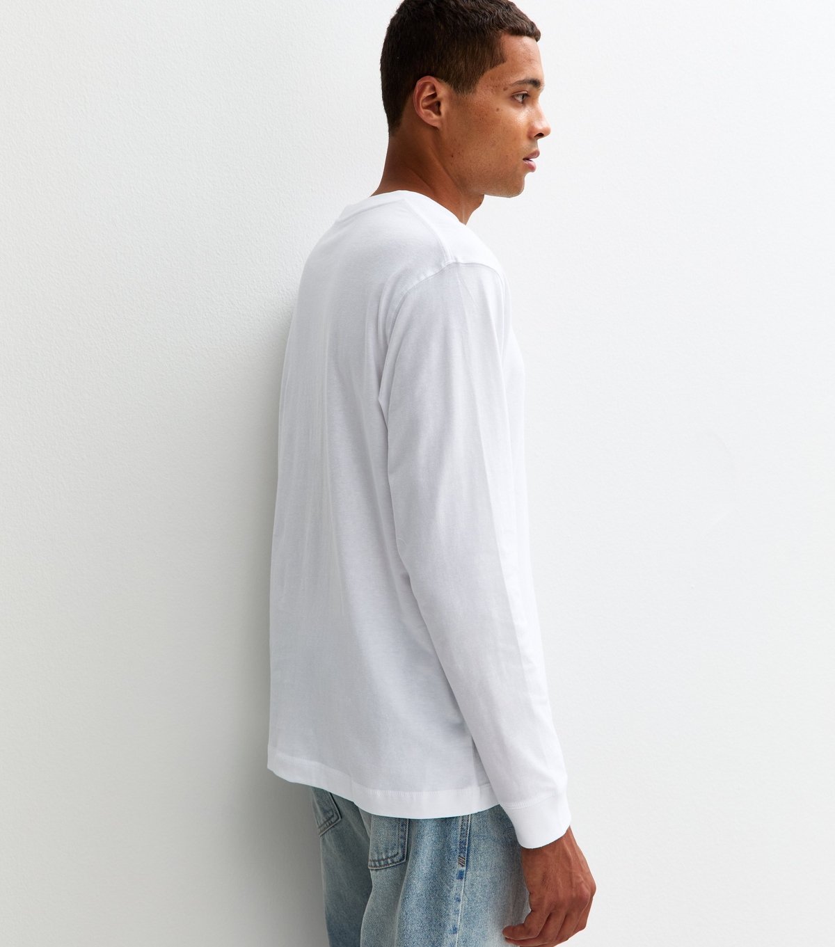 jack & jones Men's White Regular Logo Long Sleeve Crew Neck Top Jack & Jones New Look - 4