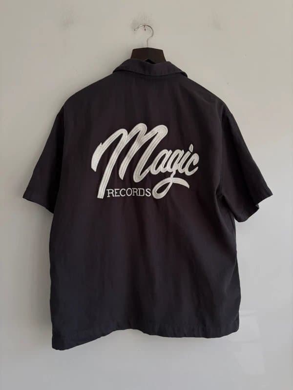 Bershka Embroidered Bershka zip up shirt - S - dark grey