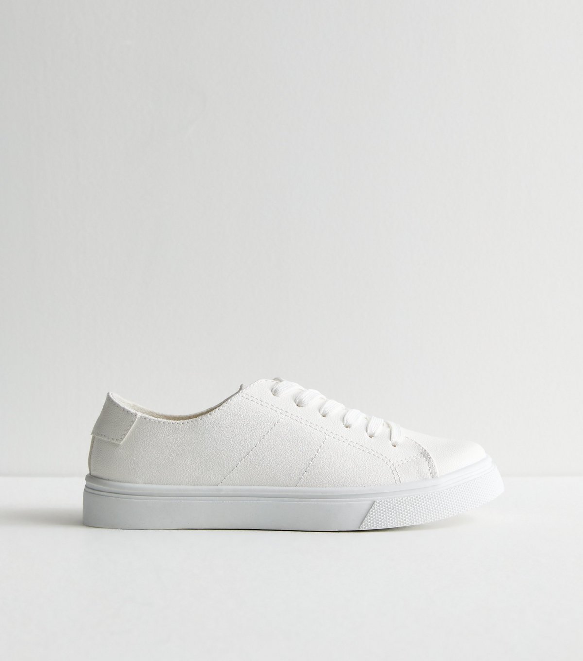 New Look Women's White Leather-Look Trainers New Look - 2