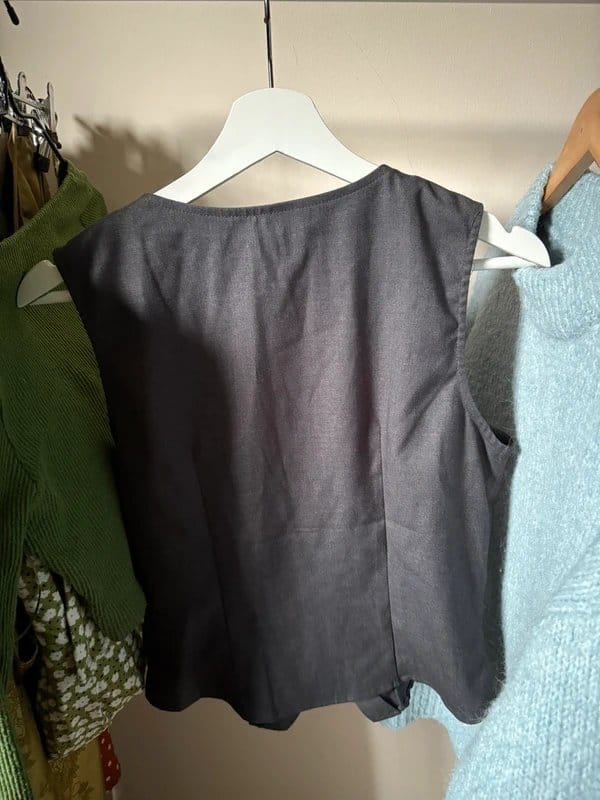 Monki Grey Waistcoat Vest In Black And Grey