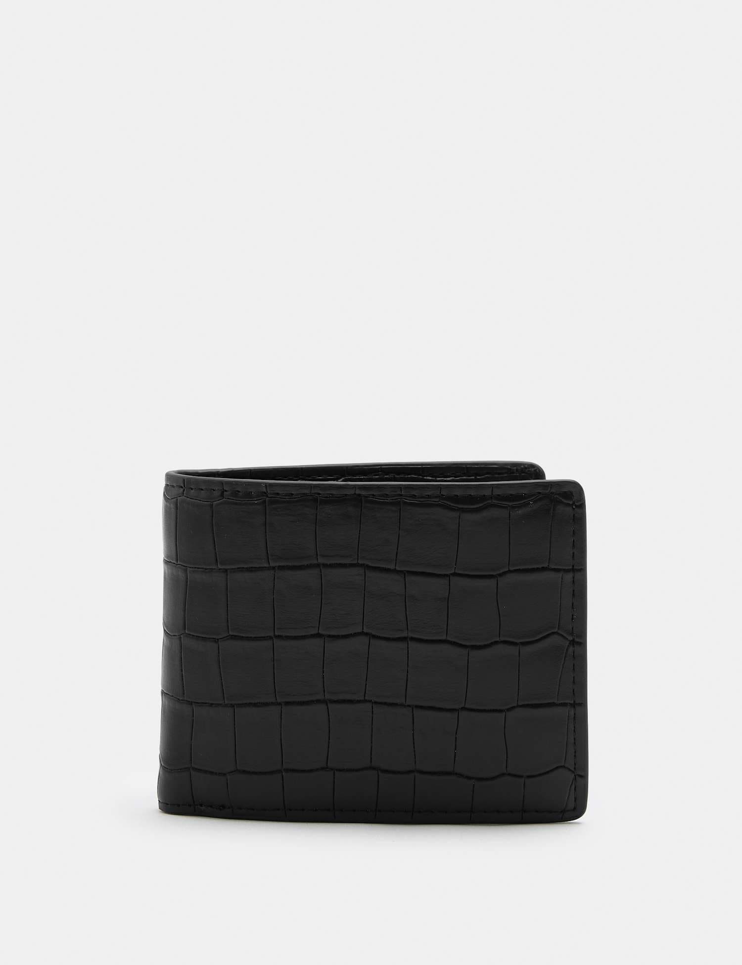 Marks & Spencer M&S Mock Croc Leather Bi-fold Wallet Black