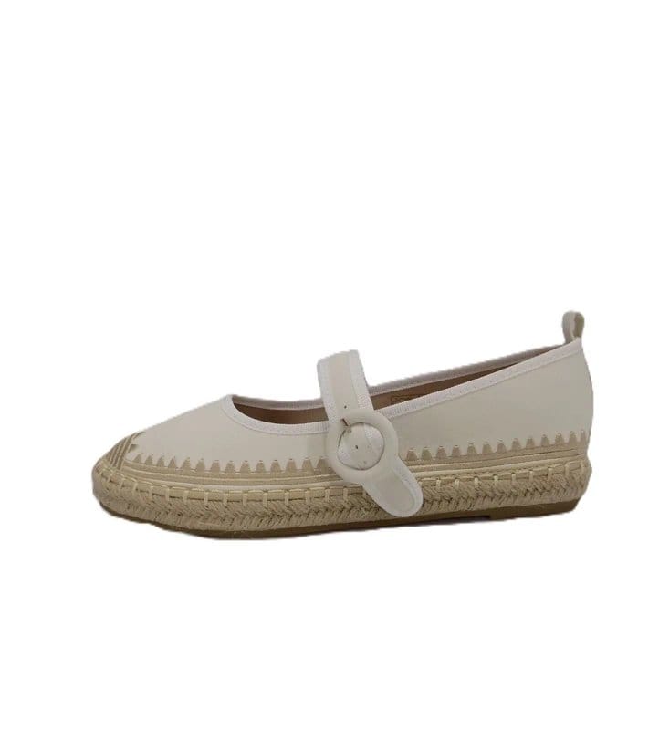 E.Shoes by Emma Mary Jane Shoes UK 5 Womens White Flat Low Platform Espadrille - 1