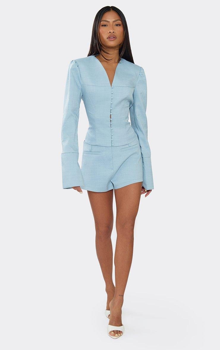 EGO Mid Rise Tailored Mini Shorts In Blue, Women's Size UK 6 - 2