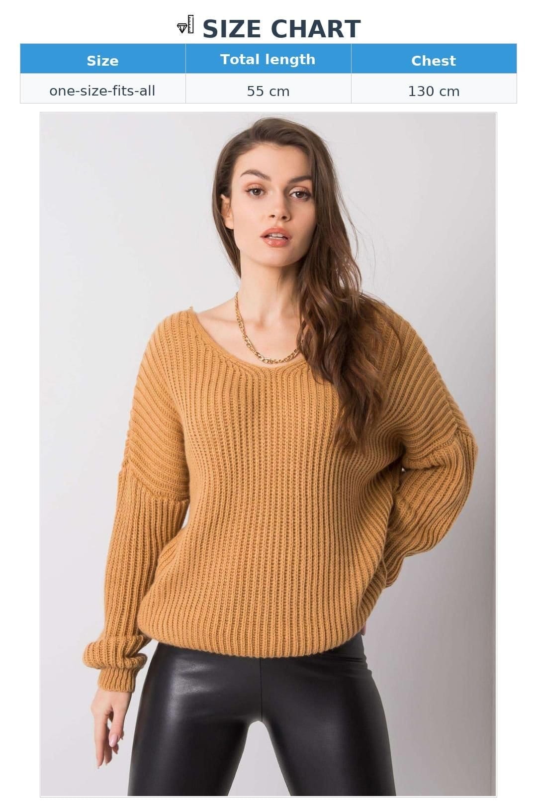 Love Lace Love Lace Women's Camel Crew Jumper with Back Neckline in Brown - 4