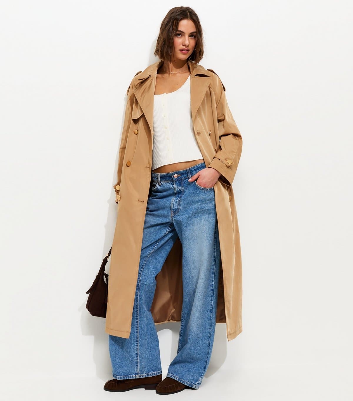 New Look New Look Tan Double Breasted Mac Trench Coat