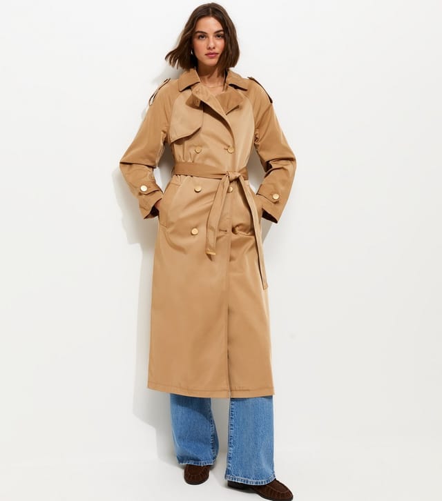 New Look Women's Premium Tan Double Breasted Mac Trench Coat New Look - 3