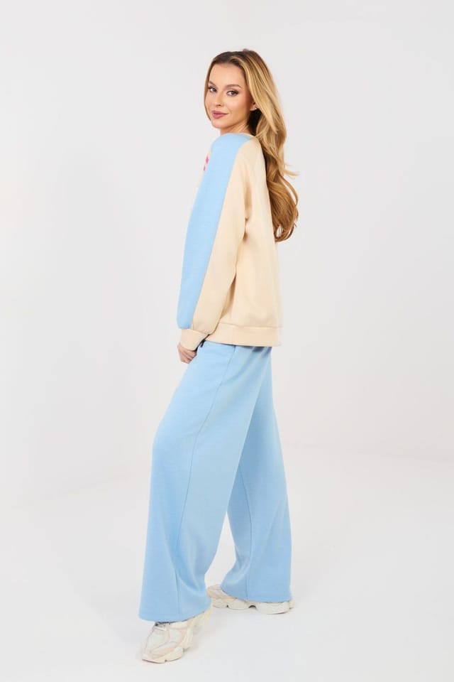 Love Lace Love Lace Women's Stylish Hoodie & Wide Leg Pants Tracksuit in Blue - 2
