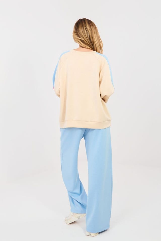 Love Lace Love Lace Women's Stylish Hoodie & Wide Leg Pants Tracksuit in Blue - 3
