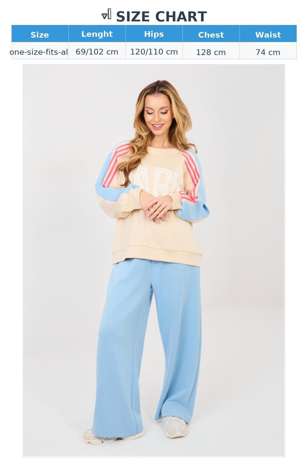 Love Lace Love Lace Women's Stylish Hoodie & Wide Leg Pants Tracksuit in Blue - 4