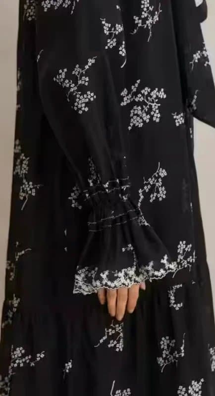 ME+EM ME+EM Silk Organza Black Cherry Blossom Maxi Dress - Cotton and Silk Blend - UK 8/10 - RRP £395