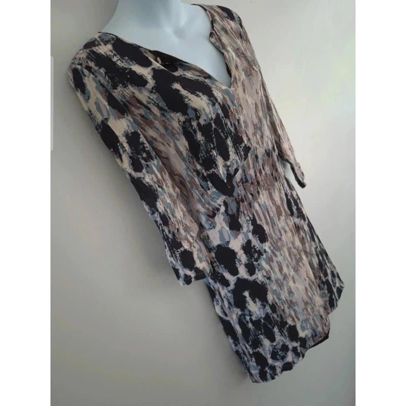 Brora Brora Taupe womens vneck abstract dress UK size 10