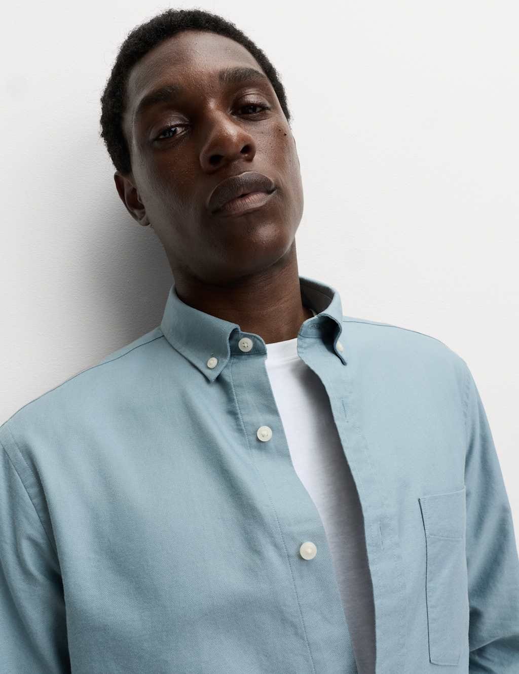 M&S Dark Slate Cotton Oxford Shirt