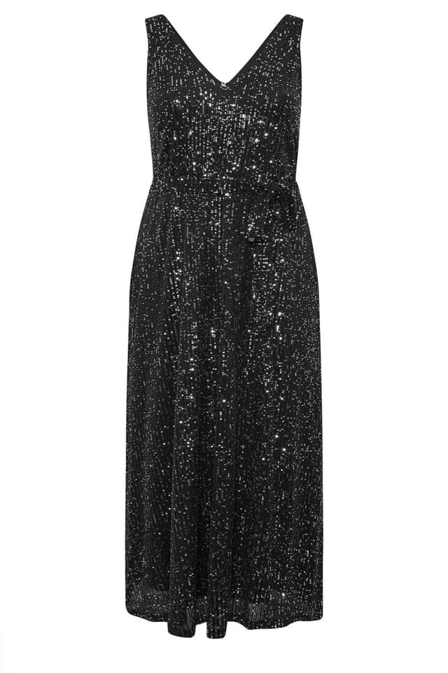 Yours Yours Women's Sequin V-Neck Maxi Dress in Black - 2