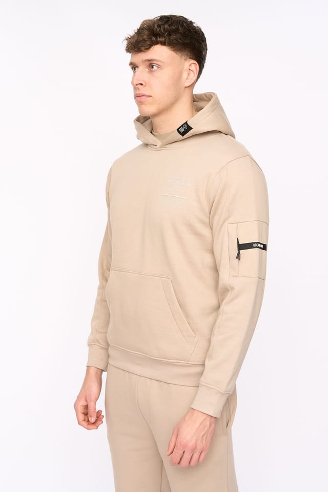 Duck&Cover Duck&Cover Men's Rayland Functional Hoodie with Mixed Media Print in Stone - 2